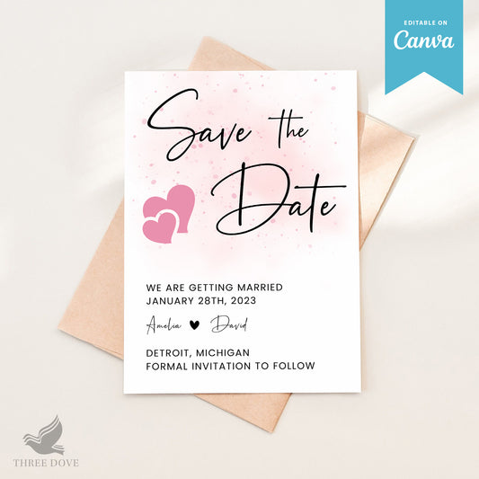 Editable Pink Save the Date Template