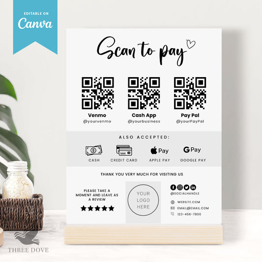 DIY Minimalist Scan to Pay Sign Template