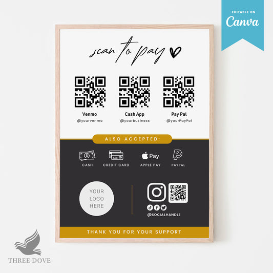 Editable Multi-Color Scan to Pay Sign Template