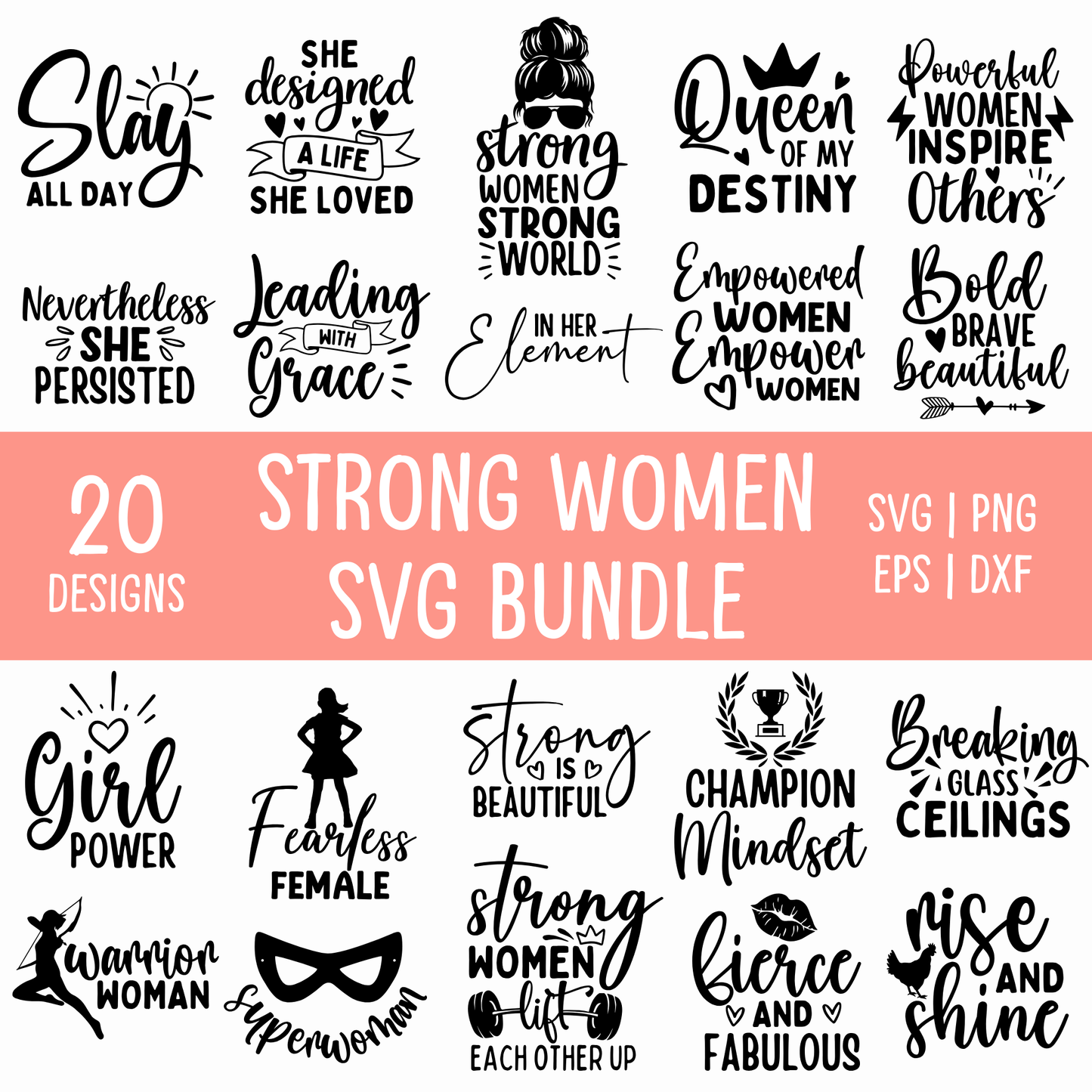 strong women svg bundle