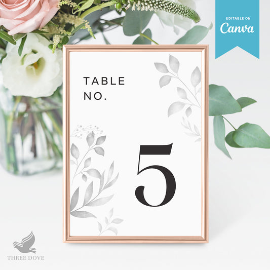 Floral Wedding Table Number Template