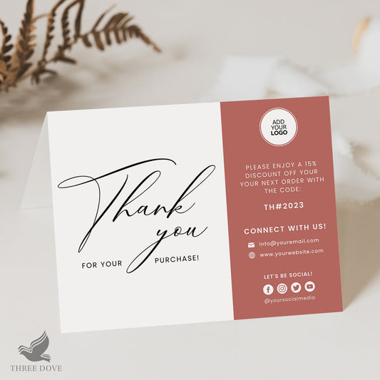 Stylish Dark Color Thank You Card Template