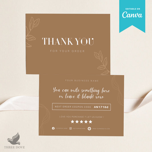 Royal Brown Thank You Card Template