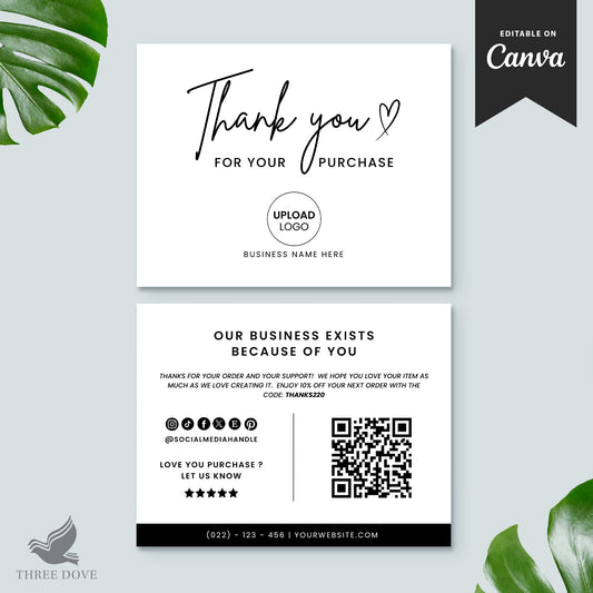 White & Black Thank You Card Template