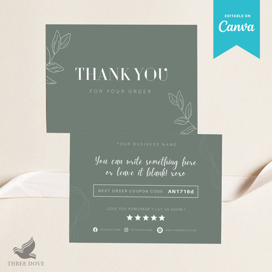 Royal Green Thank You Card Template