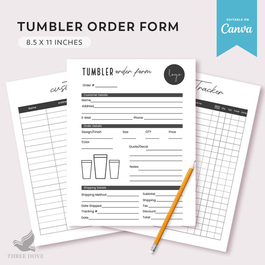 Editable Tumbler Order Form Template