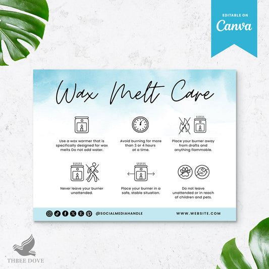 Wax Melt Care & Instruction Card Template