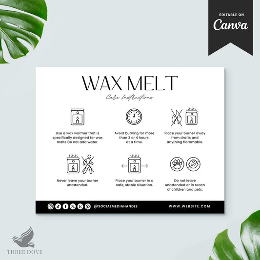 Editable Wax Melt Care & Instruction Card Template