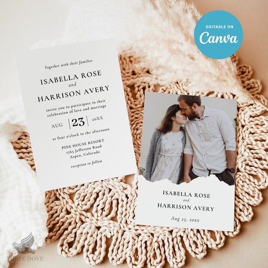 DIY Minimalist Photo Wedding Invitations Template