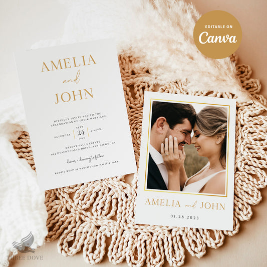 Royal White & Gold Wedding Invitations Template