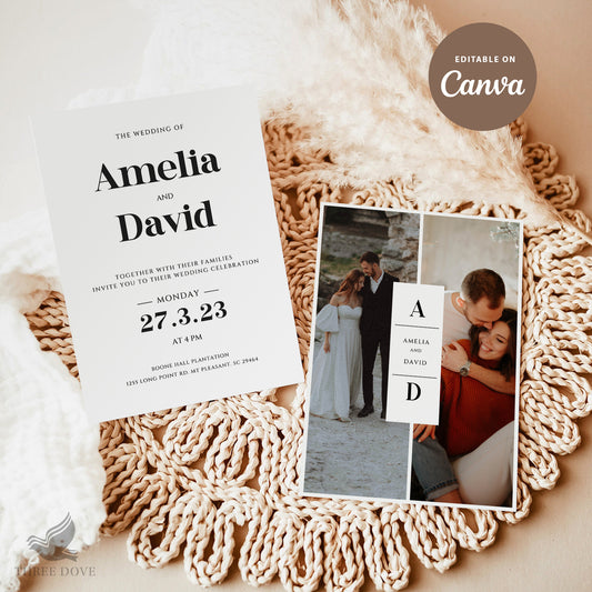 Stylish Photo Wedding Invitation Template