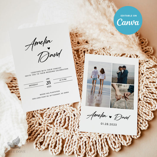 Stylish Multiple Photos Wedding Invitations Template