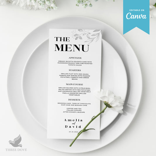 Professional Wedding Menu Editable Template