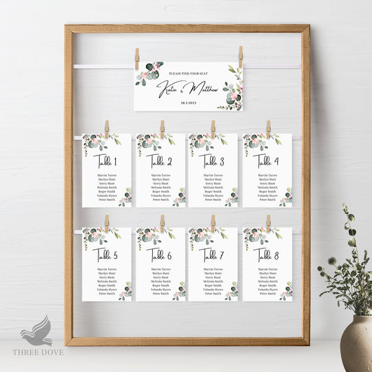 Editable Greenery Wedding Seating Chart Template