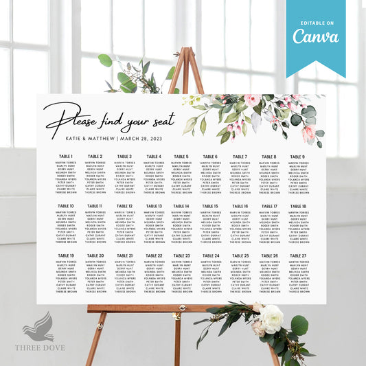 Editable Greenery Wedding Seating Chart Template