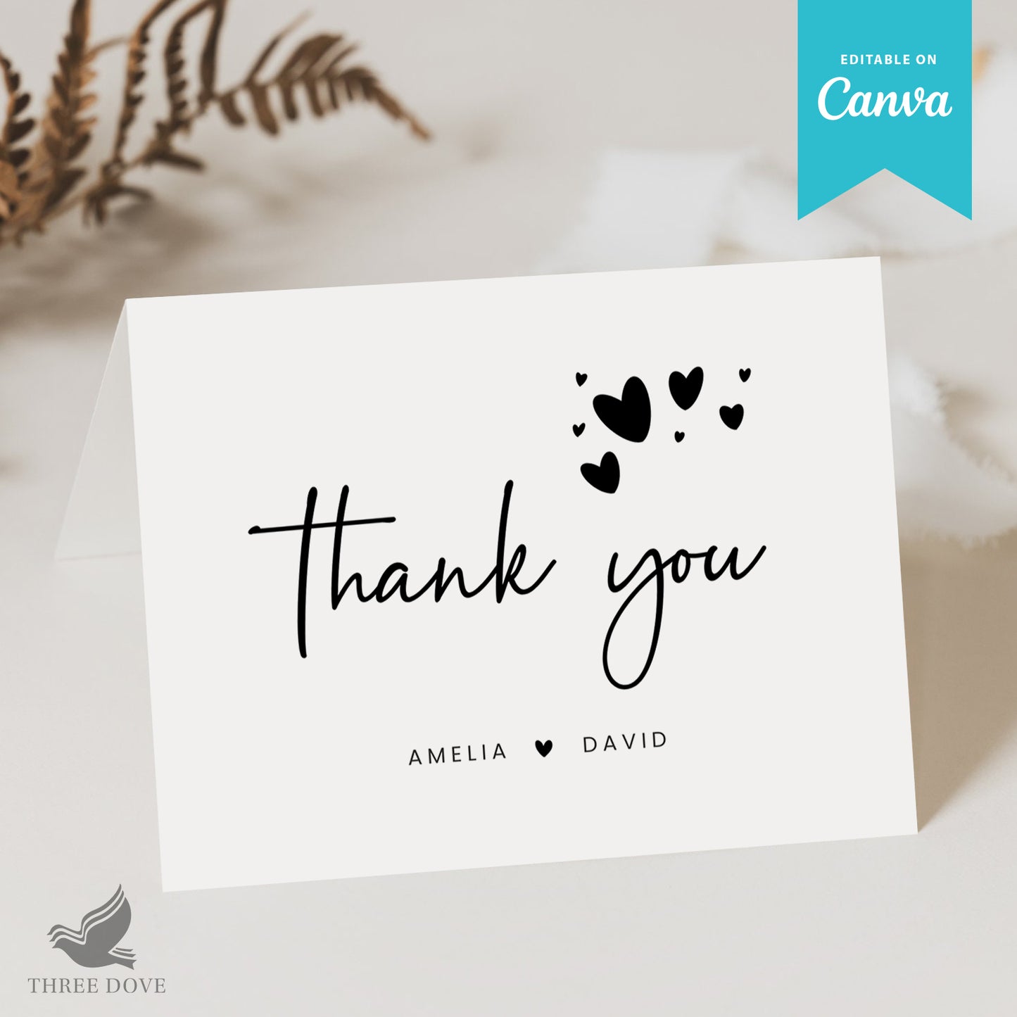 editable wedding thank you card template