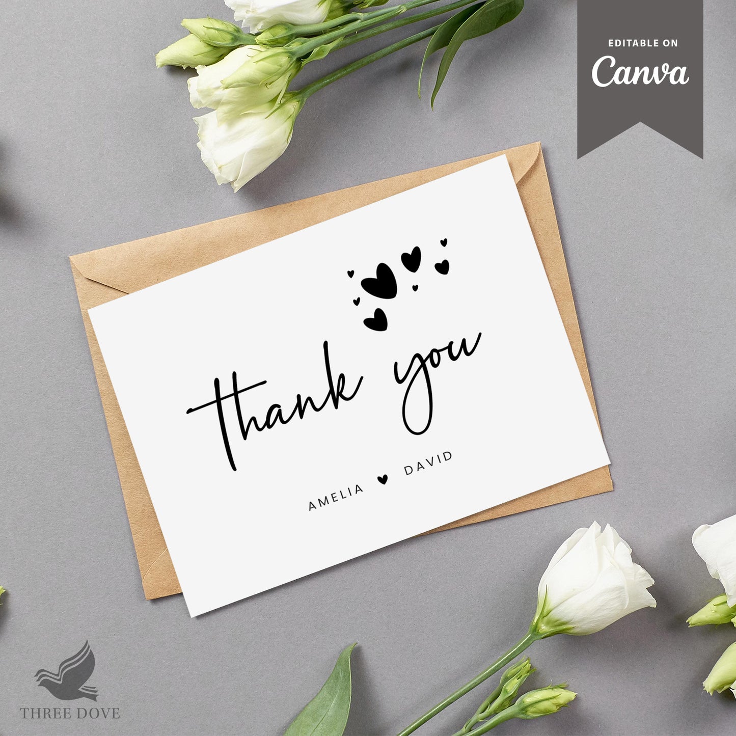 editable wedding thank you card template