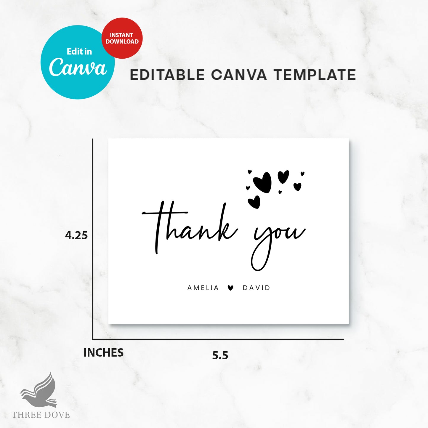 editable wedding thank you card template