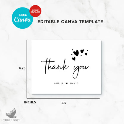 Editable Wedding Thank You Card Template