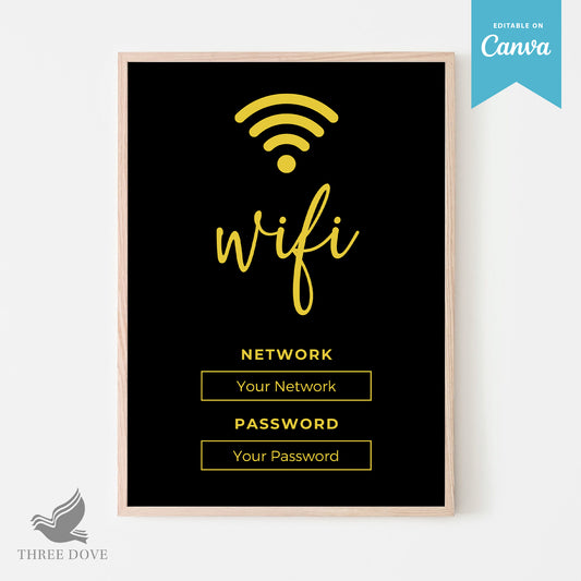 Black & Gold WiFi Password Sign Template